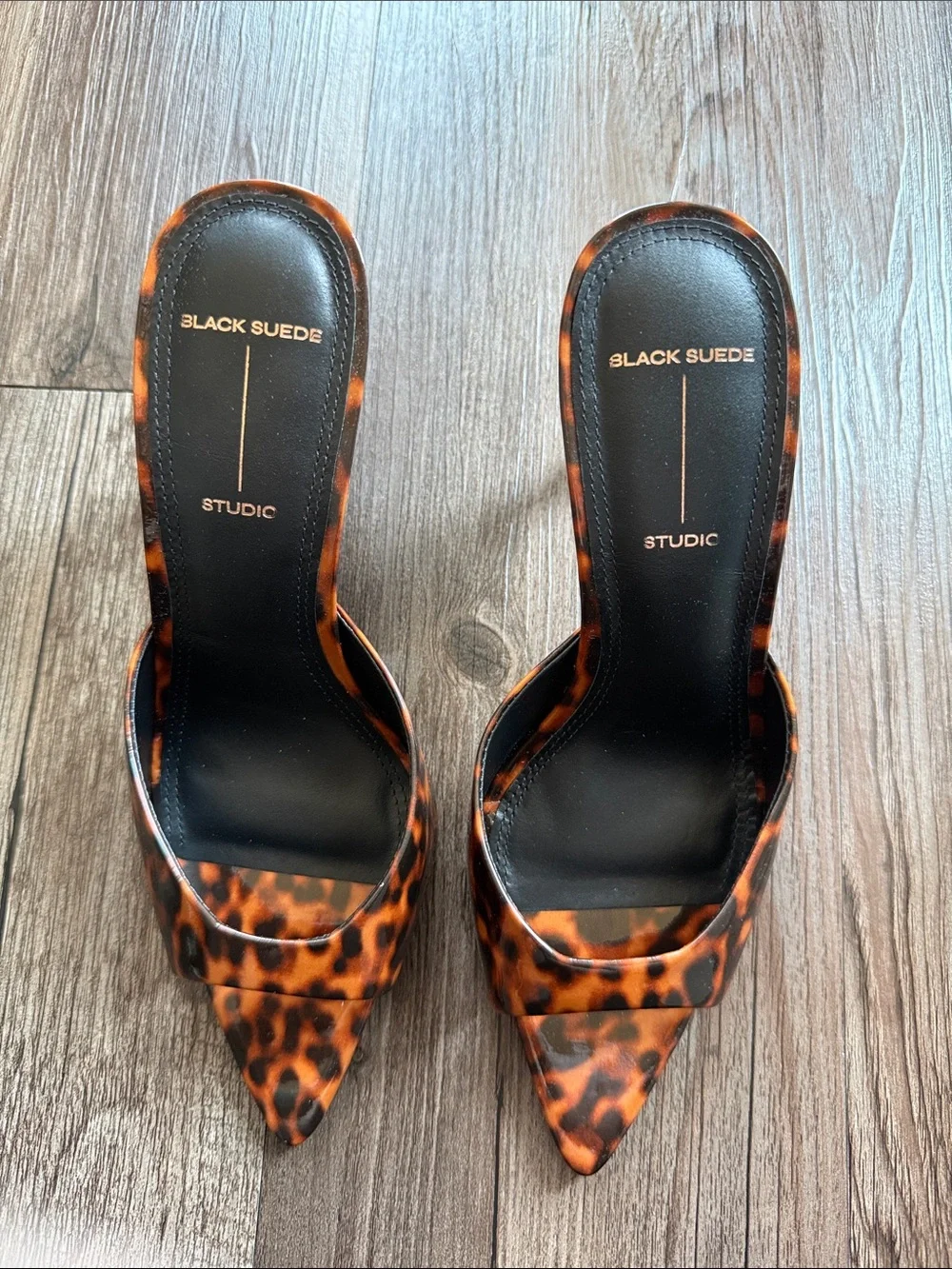NWT Black Suede Studio Brea 80 Mule Heels
